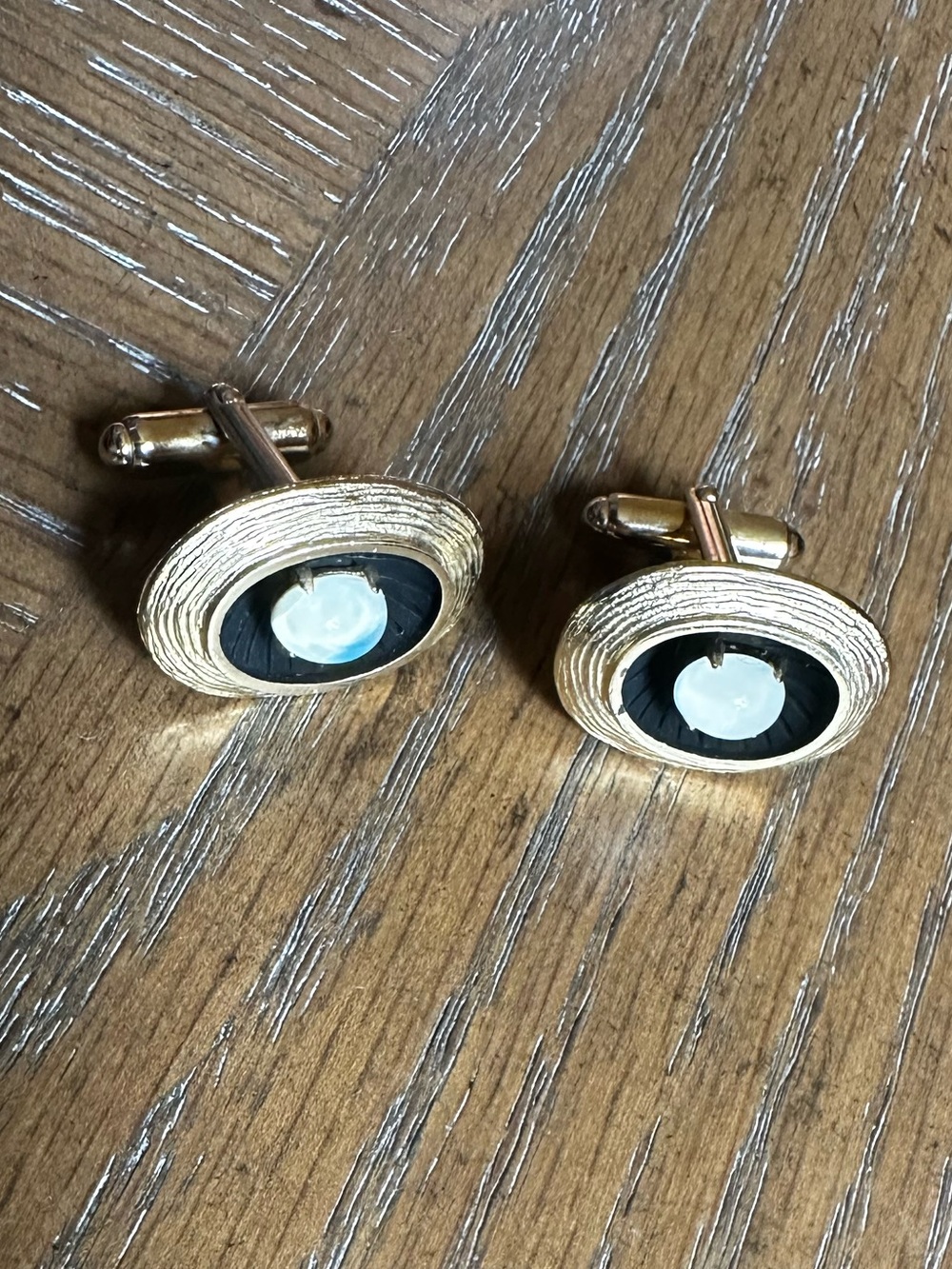 Vintage Anson Moonstone and Gold Tone Cufflinks